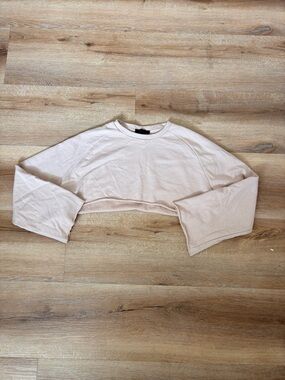Women's Cropped Long-Sleeve Top in Light Beige